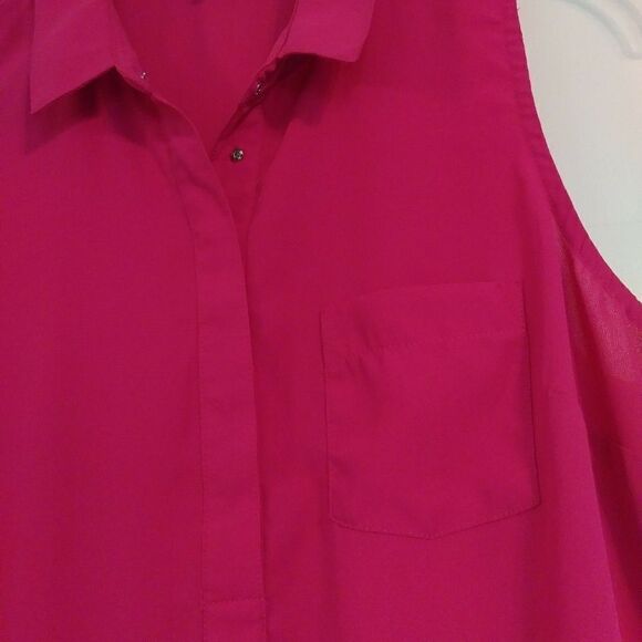 American Eagle Hot Pink Collared Peplum Tank Top - Picture 3 of 5